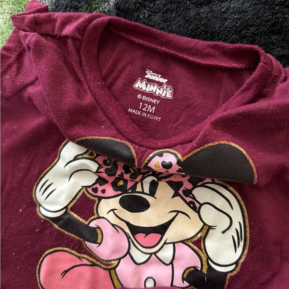 12M Girl Minnie Mouse Shirt Maroon - Picture 3 of 4